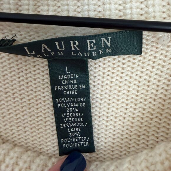 90s/Y2K Vintage Lauren Ralph Laure Off Shoulder Ivory Cream Sweater Womens Large - Picture 6 of 6